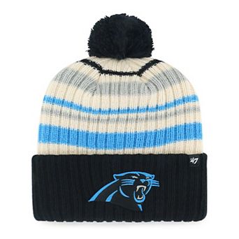 Youth '47 Black Carolina Panthers Snow Fort Cuffed Knit Hat with Pom