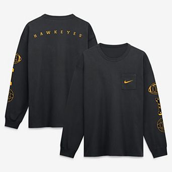 Men's Nike Black Iowa Hawkeyes Academic Long Sleeve Pocket T-Shirt