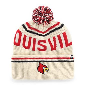 Unisex '47 Cream Louisville Cardinals Quattrle Waffle Cuffed Knit Hat with Pom