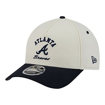 Men's New Era Natural/Navy Atlanta Braves Arch 9FORTY A-Frame M-Crown Adjustable Hat