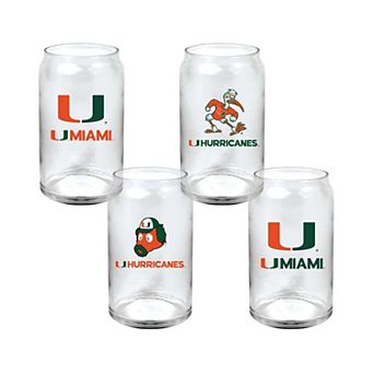Indigo Falls Miami Hurricanes Core Collectors Glass Can 4-Pack Set