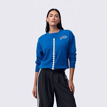 Women's Terez Royal Buffalo Bills Football Stitch Classic Cotton Crew