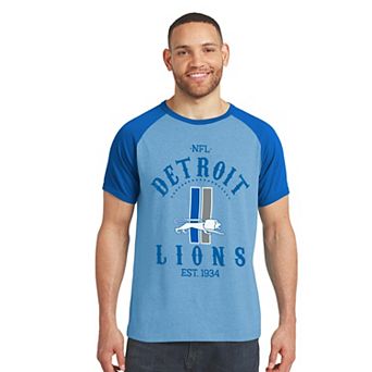 Men's Darius Rucker Collection by Fanatics Blue Detroit Lions Raglan T-Shirt