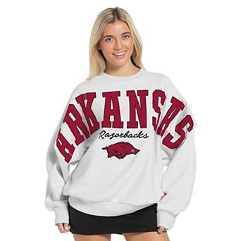 Women's Pressbox Heather Gray Arkansas Razorbacks Flannigan Oversized Fleece Sweatshirt