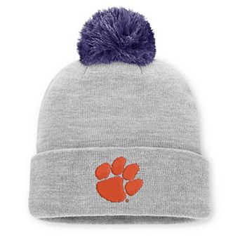 Unisex Nike Heather Gray Clemson Tigers Primetime Script Cuffed Knit Hat with Pom