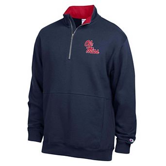 Men's Champion Navy Ole Miss Rebels Fleece Quarter-Zip Pullover