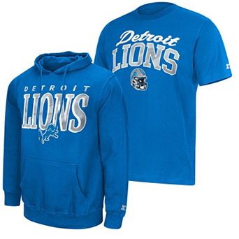Men's Starter Blue Detroit Lions Logo T-Shirt & Hoodie Set