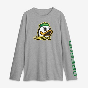 Men's Logo Athletic Heather Gray Oregon Ducks Primary Logo Long Sleeve T-Shirt