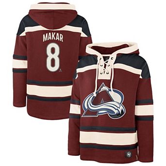 Men's '47 Cale Makar Burgundy Colorado Avalanche Player Name & Number Lacer Hoodie