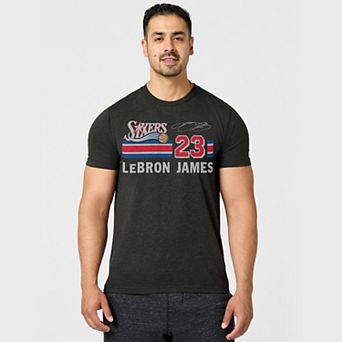 Unisex Homage LeBron James Charcoal Philadelphia 76ers Retro Signature Tri-Blend T-Shirt