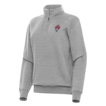 Women's Antigua Heather Gray Colorado Rapids Victory Quarter-Zip Pullover Top