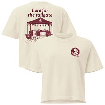 Women's Comfort Colors Cream Florida State Seminoles Here For The Tailgate Women's Cropped T-Shirt