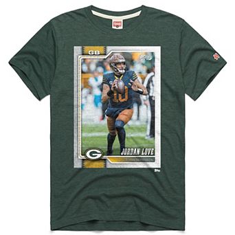 Unisex Homage Jordan Love Green Green Bay Packers NFL Topps Trading Card Tri-Blend T-Shirt