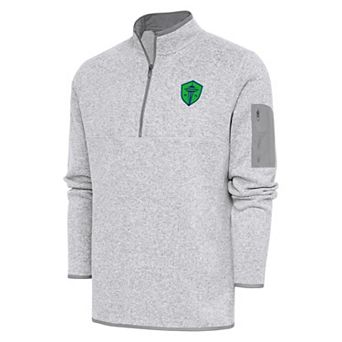 Men's Antigua Heather Gray Seattle Sounders FC Fortune Quarter-Zip Pullover Jacket
