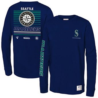 Youth Mitchell & Ness Navy Seattle Mariners Triple Play Long Sleeve T-Shirt