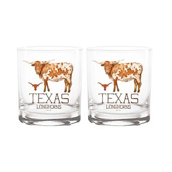 Indigo Falls Texas Longhorns Laura Wilcox Mascot Rocks Glass Set of 2
