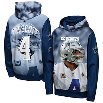 Youth Outerstuff Dak Prescott Navy Dallas Cowboys Peak Performance Name & Number Hoodie