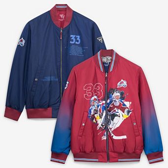 Men's FE Patrick Roy Burgundy Colorado Avalanche Reversible Full-Zip Bomber Jacket