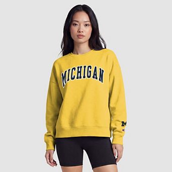 Women's Champion Maize Michigan Wolverines Fleece Crew Sweatshirt