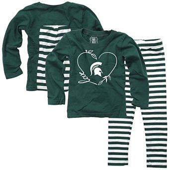 Girls Infant Wes & Willy Green Michigan State Spartans Long Sleeve Top and Pant Set