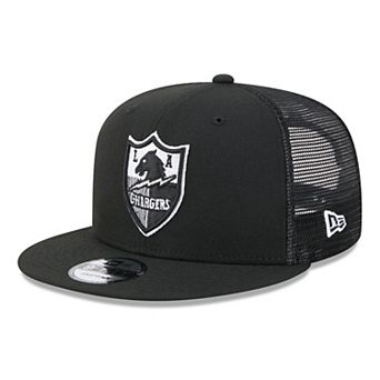 Men's New Era Black/White Los Angeles Chargers 9FIFTY Snapback Trucker Hat