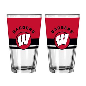 Logo Brands Wisconsin Badgers Two-Piece 16oz. Horizon Pint Glass Set