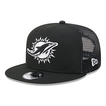 Men's New Era Black/White Miami Dolphins 9FIFTY Snapback Trucker Hat