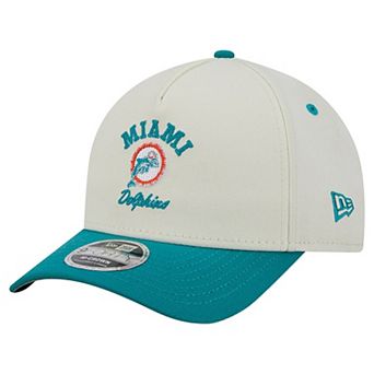 Men's New Era Cream/Aqua Miami Dolphins Throwback Arch 9FORTY A-Frame M-Crown Adjustable Hat