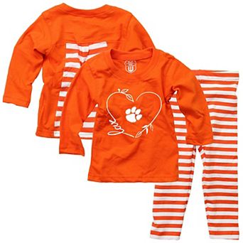 Girls Infant Wes & Willy Orange Clemson Tigers Long Sleeve Top and Pant Set