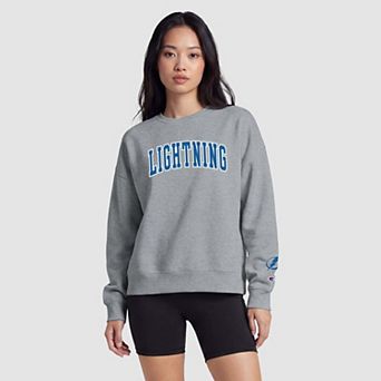 Women's Champion Heather Gray Tampa Bay Lightning Applique Crewneck Sweatshirt