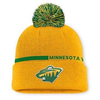 Men's Fanatics Gold Minnesota Wild Authentic Pro Alternate Cuffed Knit Hat with Pom