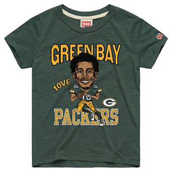 Youth Homage Jordan Love Green Green Bay Packers Caricature T-Shirt
