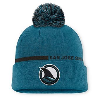 Men's Fanatics Teal San Jose Sharks Authentic Pro Alternate Cuffed Knit Hat with Pom
