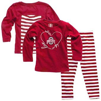 Girls Infant Wes & Willy Red Ohio State Buckeyes Long Sleeve Top and Pant Set