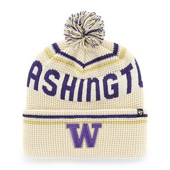 Unisex '47 Cream Washington Huskies Quattrle Waffle Cuffed Knit Hat with Pom