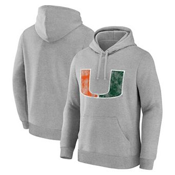 Men's Logo Athletic Heather Gray Miami Hurricanes Primary Logo Fleece Pullover Hoodie