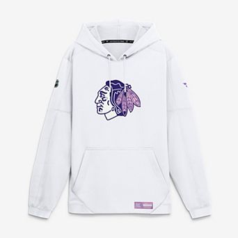 Men's Fanatics White Chicago Blackhawks Authentic Pro Hockey Fights Cancer Rink Fleece Hoodie