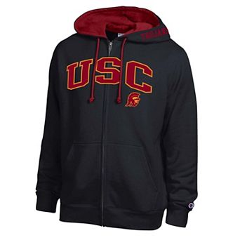 Men's Champion Black USC Trojans Arch Logo Full-Zip Fleece Hoodie