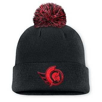 Men's Fanatics Black Ottawa Senators Canada Military Appreciation Authentic Pro Cuffed Knit Hat with Pom