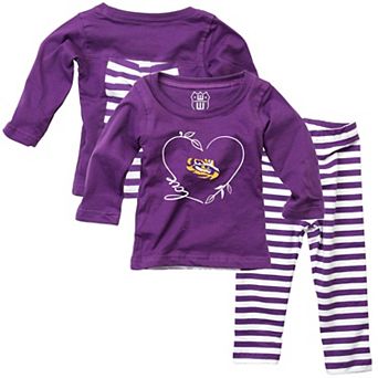 Girls Infant Wes & Willy Purple LSU Tigers Long Sleeve Top and Pant Set