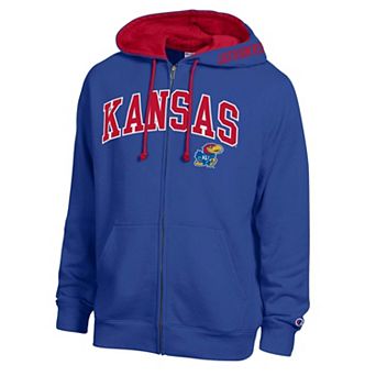 Men's Champion Royal Kansas Jayhawks Arch Logo Full-Zip Fleece Hoodie