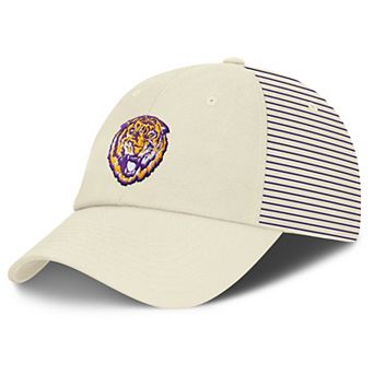 Men's Nike White LSU Tigers Vault Logo Striped Club Adjustable Hat