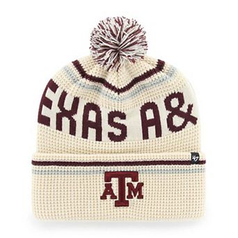 Unisex '47 Cream Texas A&M Aggies Quattrle Waffle Cuffed Knit Hat with Pom