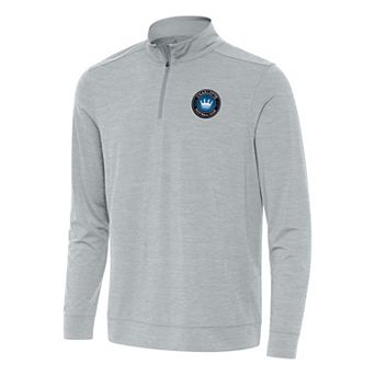 Men's Antigua Heather Gray Charlotte FC Bright Quarter-Zip Top