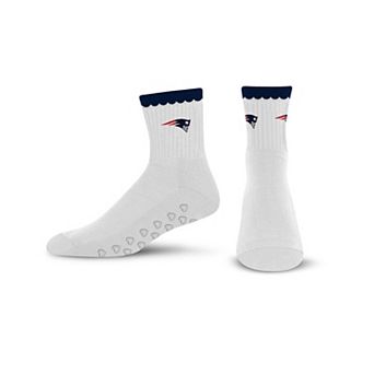 Women's PRO Compression New England Patriots White Heartshape Grippers Yoga-Pilates Quarter Socks
