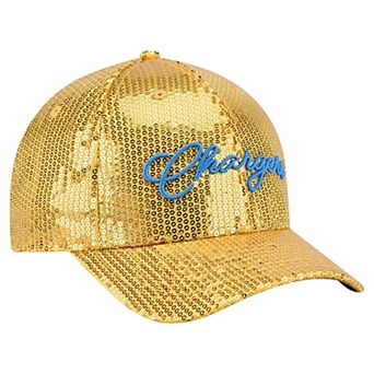 Women's New Era Gold Los Angeles Chargers Sequin Script 9FORTY Adjustable Hat