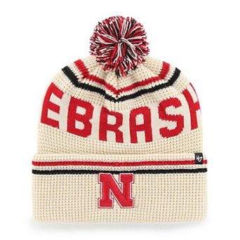 Unisex '47 Cream Nebraska Huskers Quattrle Waffle Cuffed Knit Hat with Pom