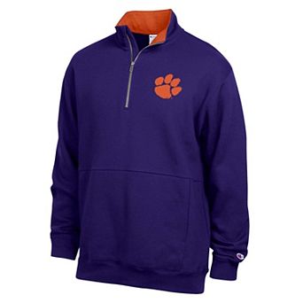 Men's Champion Purple Clemson Tigers Fleece Quarter-Zip Pullover