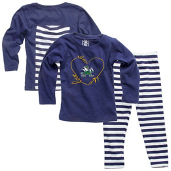 Girls Infant Wes & Willy Navy Notre Dame Fighting Irish Long Sleeve Top and Pant Set