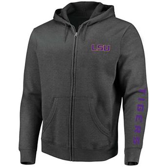 Men's Profile Heather Charcoal LSU Tigers Big & Tall Full-Zip Hoodie